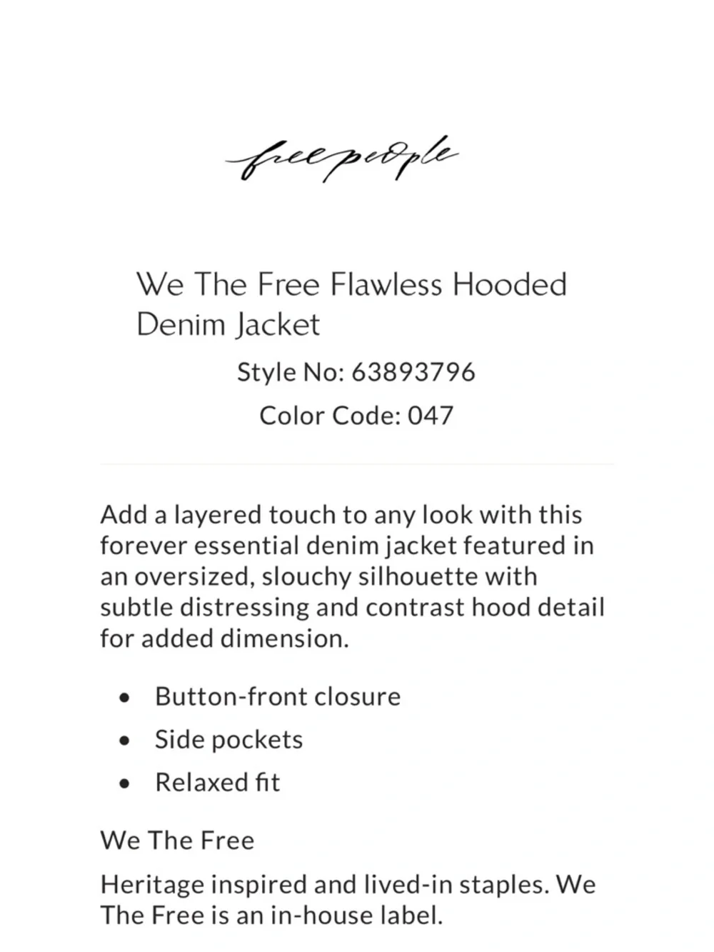 We The Free Flawless Hooded Denim Jacket - Picture 6 of 6